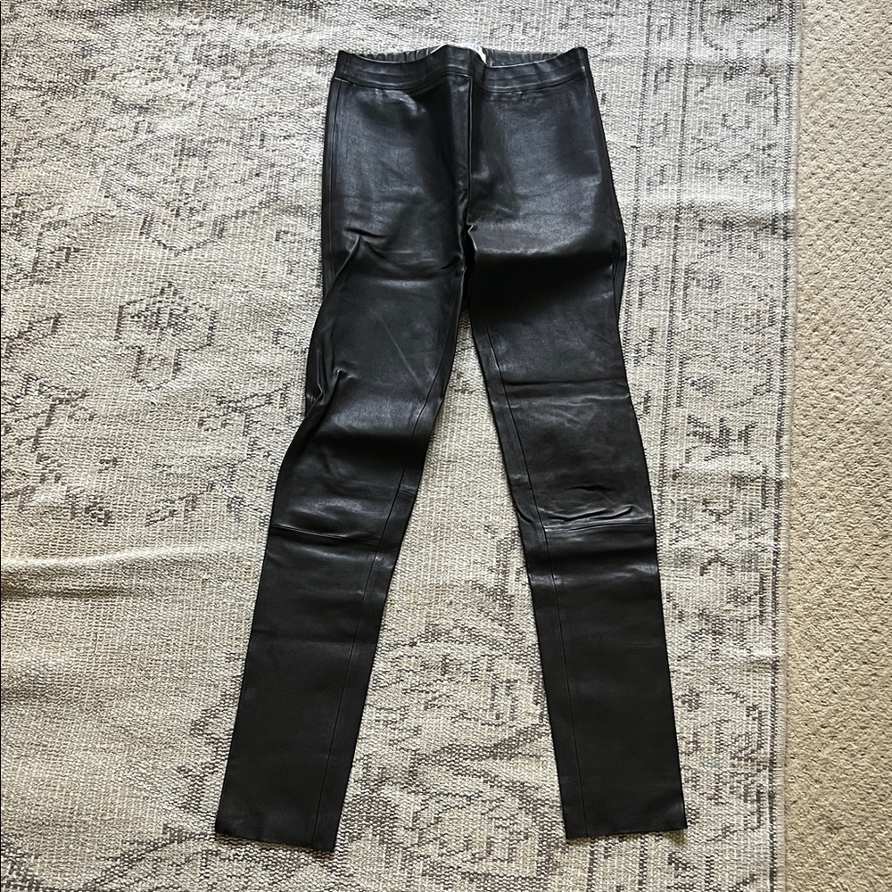 Black Genuine Leather Skinny Pants